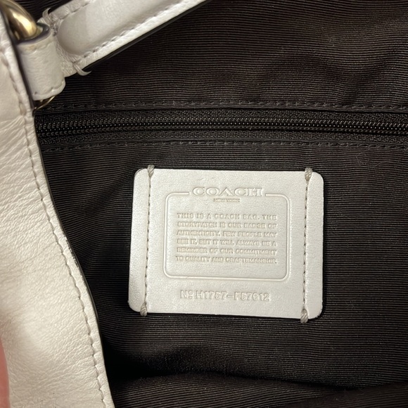 Coach Edie Cream leather with tan Monogram,Chain & leather shoulder Strap - Picture 9 of 11